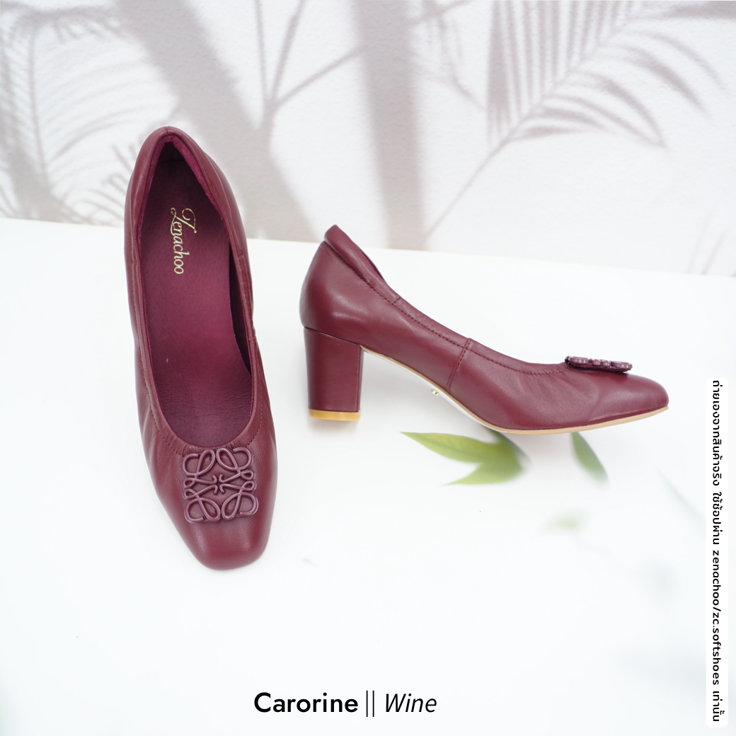 ทรงปกติ:เปลี่ยนไซส์ได้-ไม่รับคืน รุ่นขายดี Zenachoo Carorine สูง 2 นิ้ว รองเท้าหนังแกะแท้ หัวตัดหน้ากว้าง