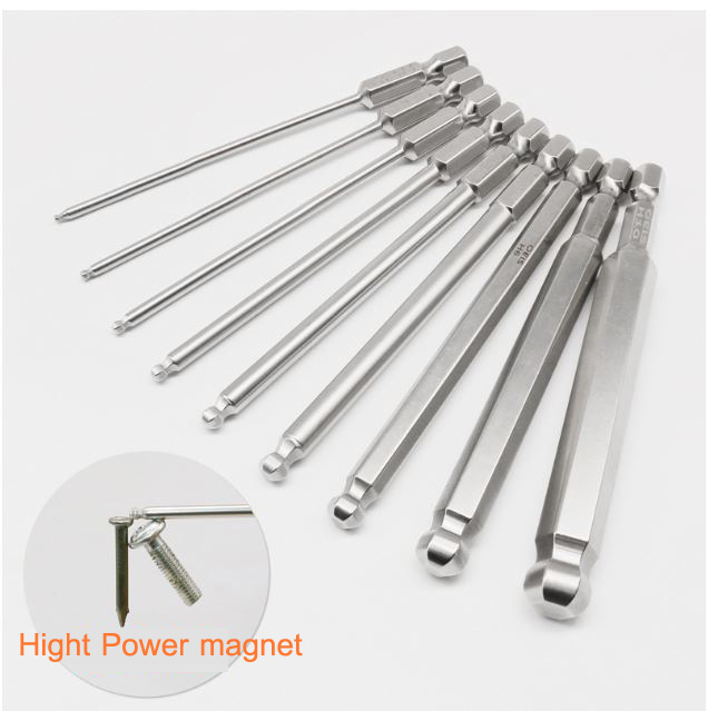 AD33 ชุดดอกไขควงหกเหลี่ยมหัวบอล H1.5-H10 ชุด 9 ดอก ยาว 100 mm คุณภาพ Japan