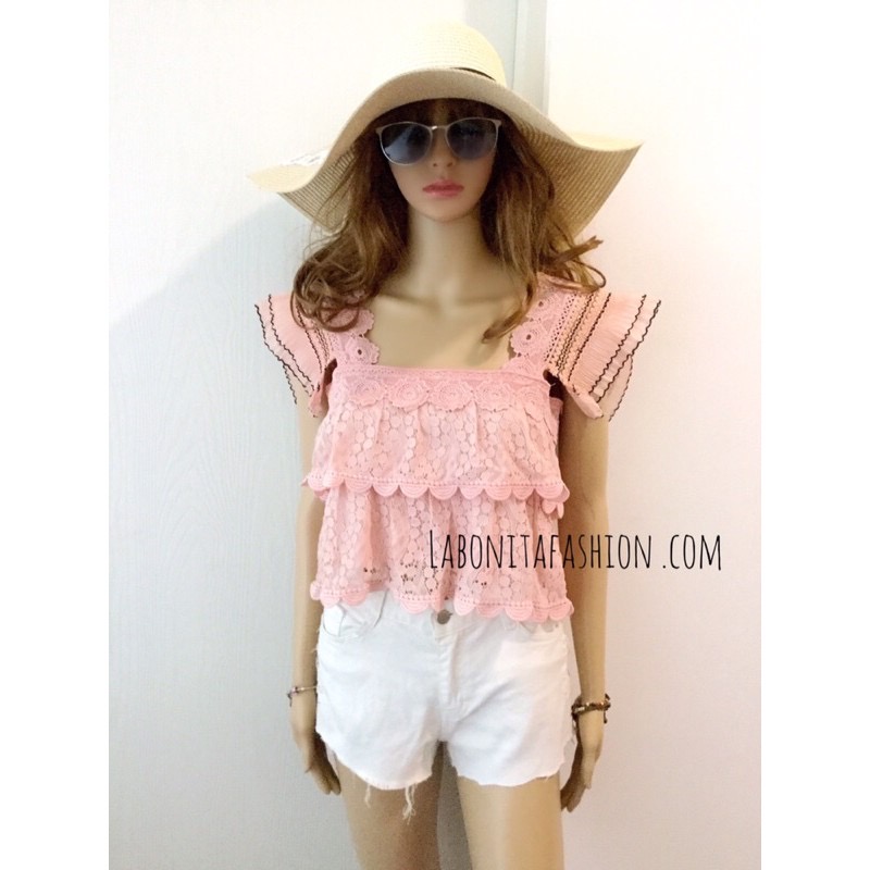 เสื้อลูกไม้วัยรุ่น เสื้อลูกไม้สีชมพู ทรงสวยน่ารักๆ