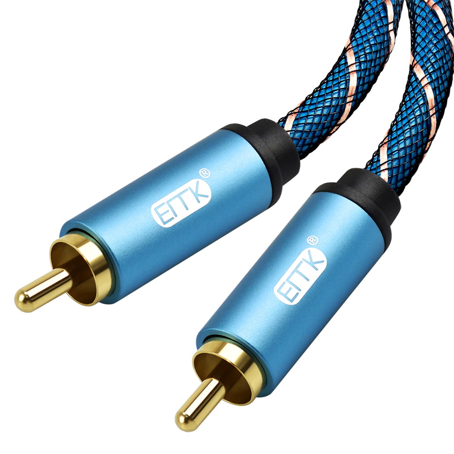 ขาย ERTK RCA to RCA สีฟ้า สาย RCA หุ้มฉนวน Nylon ถัก สำหรับเครื่องเสียง