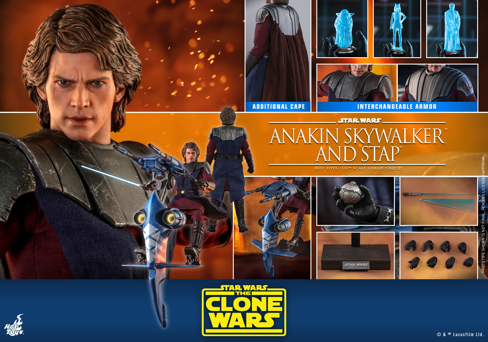 Hot Toys TMS020 1/6 Star Wars: The Clone Wars - Anakin Skywalker And Stap (Special Edition Bonus)
