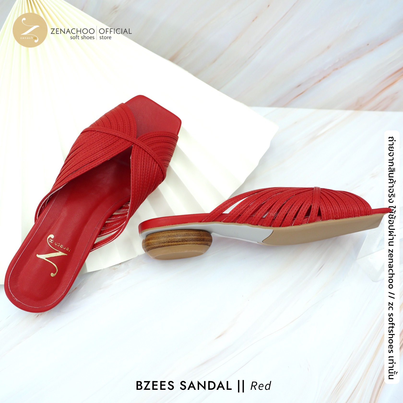 ทรงปกติ เปลี่ยนไซส์ได้-ไม่รับคืน Zenachoo รุ่น Bzees สูง 0.8 นิ้ว รองเท้าหนังแกะแท้ หนังนิ่ม พื้นนุ่ม