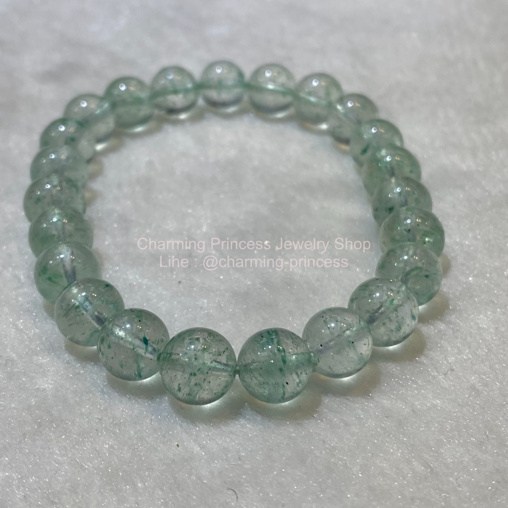 Green Fuchsite in Quartz ฟุกไซต์สีเขียวในควอตซ์ 8 mm Spark Joy จุดประกายความสุข
