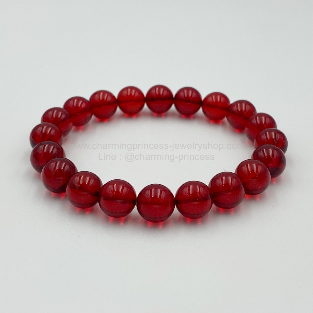 Blood Red Amber Bracelet อำพันสีแดง 10 มม จากโปแลนด์ เป็นพลังบวก กระตุ้นความคิดสร้างสรรค์ และก้าวไปข้างหน้า