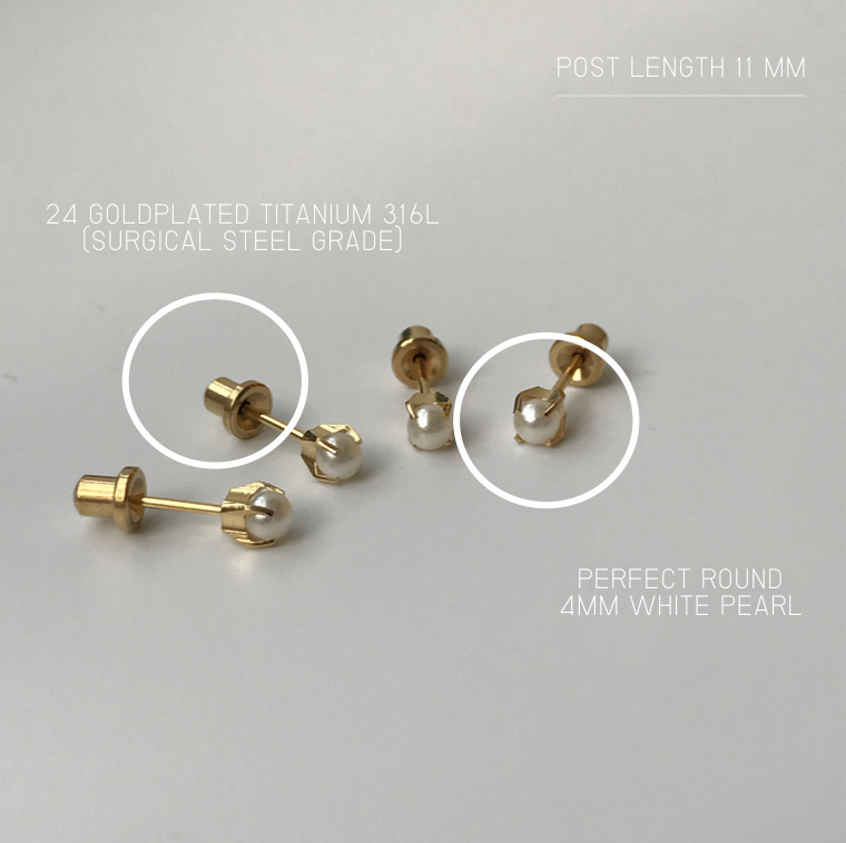 (สำหรับเจาะ)แป้นหมวก มุกก้านสีทอง Prong แพคเกจปลอดเชื้อ ปลอดภัย100%