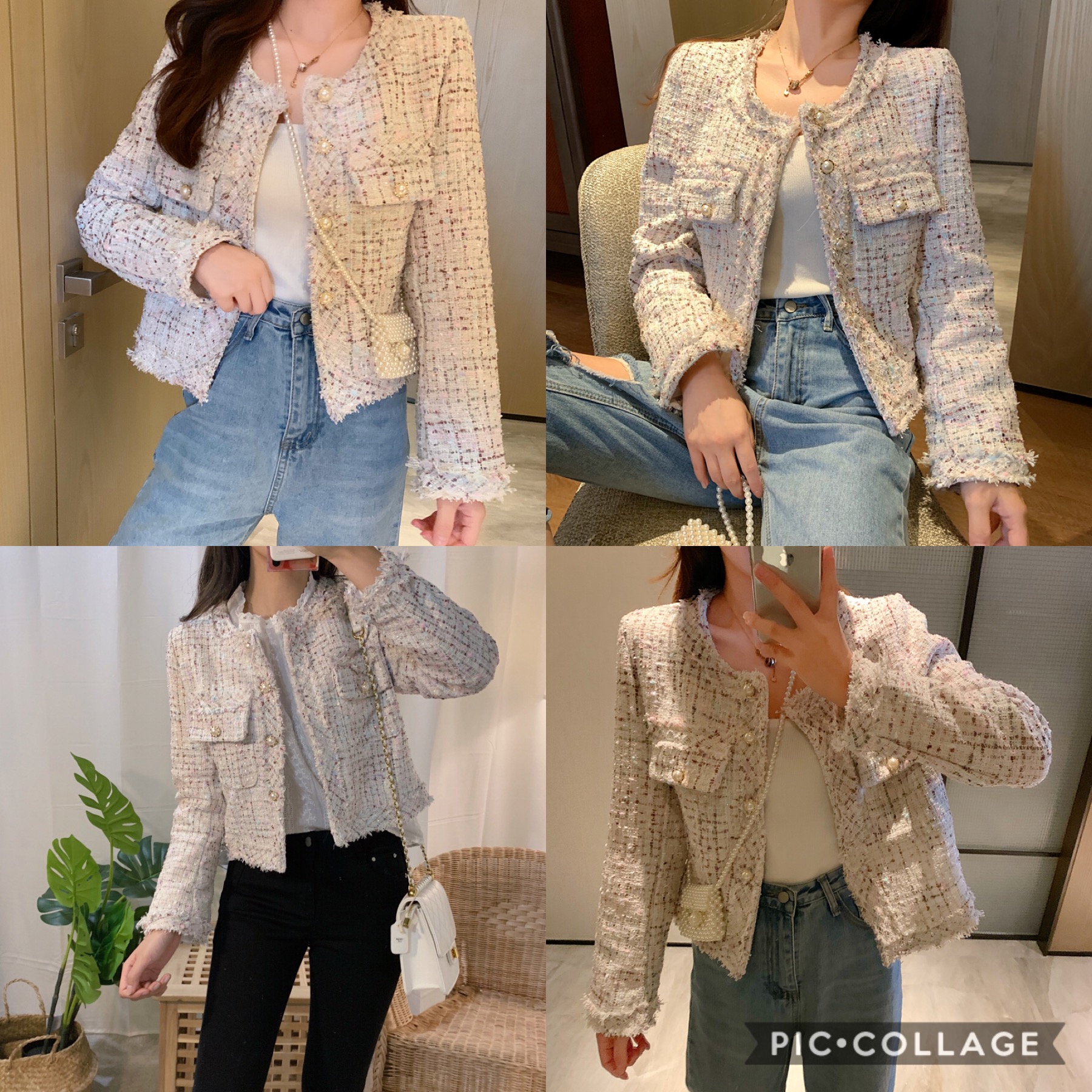 Blazer tweed เสื้อคลุมผ้าทวีตChanel สไตล์เกาหลี