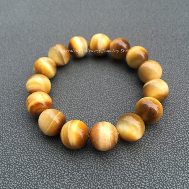 Tiger Eye Golden 12 มม หินตาเสือ สีทอง ดึงดูดความมั่งคั่งร่ำรวย ปกป้องคุ้มครอง