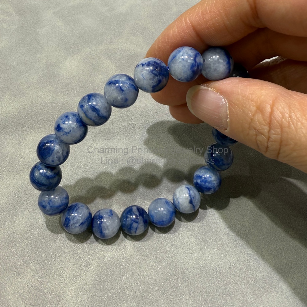 Blue Dumortierite Quartz ดูมอร์เทอไรต์ 10 mm ลายสวย
