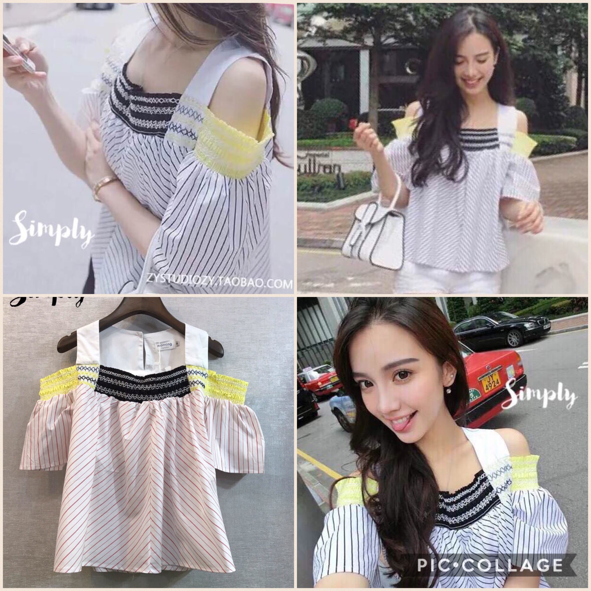 เสื้อโชว์ไหล่ ลายริ้ว เนื้อผ้าดีมากก แบบน่ารัก งานสวยเป๊ะสุดๆคร้า ใครใส่ก็น่ารัก^^