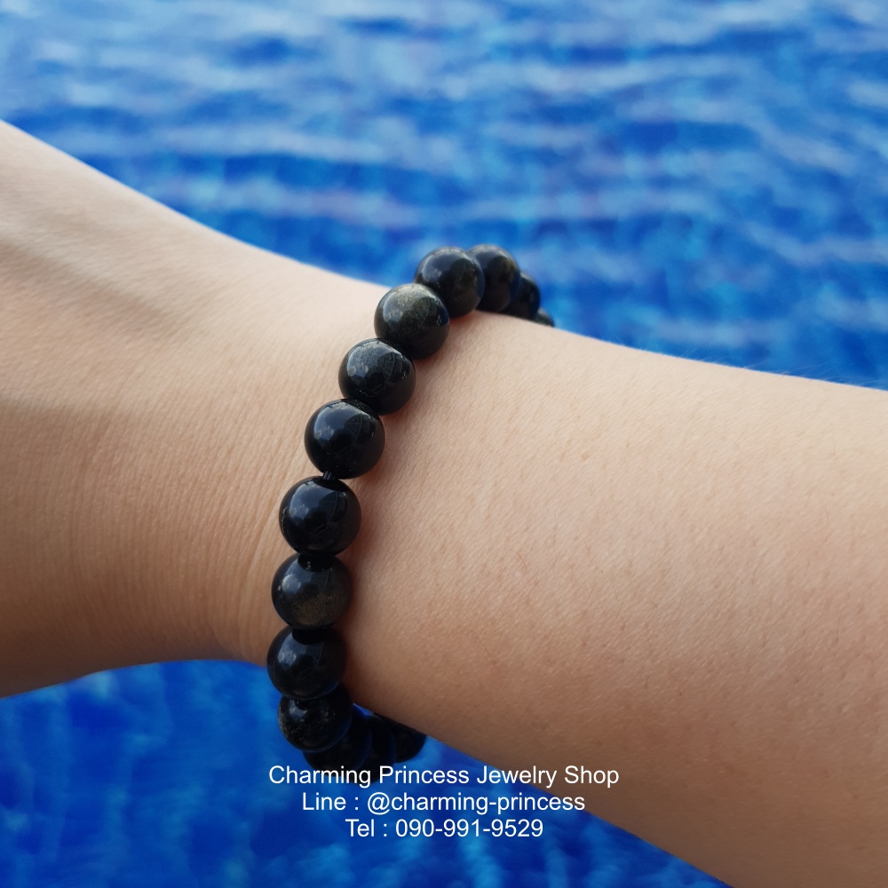 Golden Obsidian หินออบซิเดียน 8 มม ช่วยขับไล่โชคชะตาที่เลวร้าย