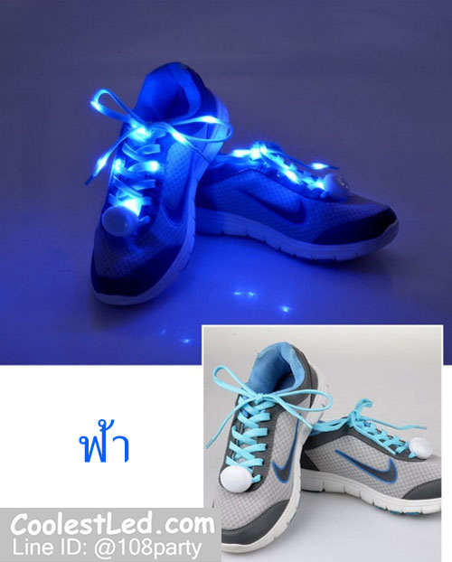 เชือกรองเท้าไนล่อนเรืองแสง มีไฟ Led กระพริบ แบบสีเดียว ทำจากเชือกรองเท้าไนล่อน