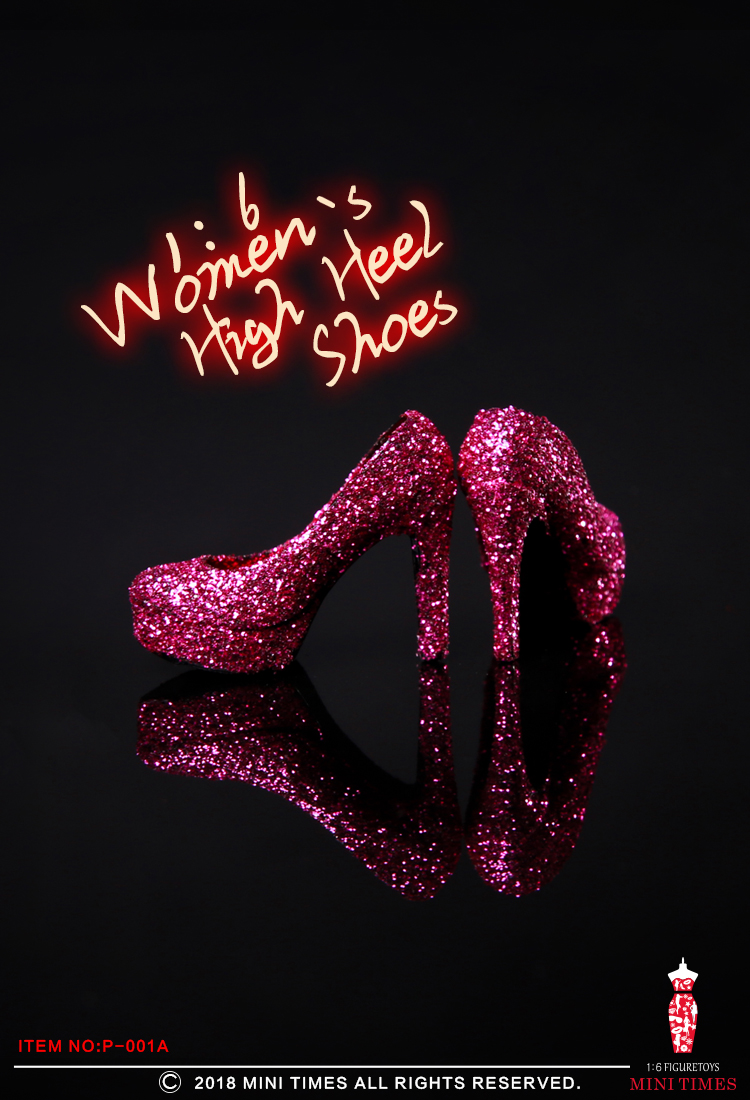 Mini Times toys P-001 Sequined gold silk crystal high heels