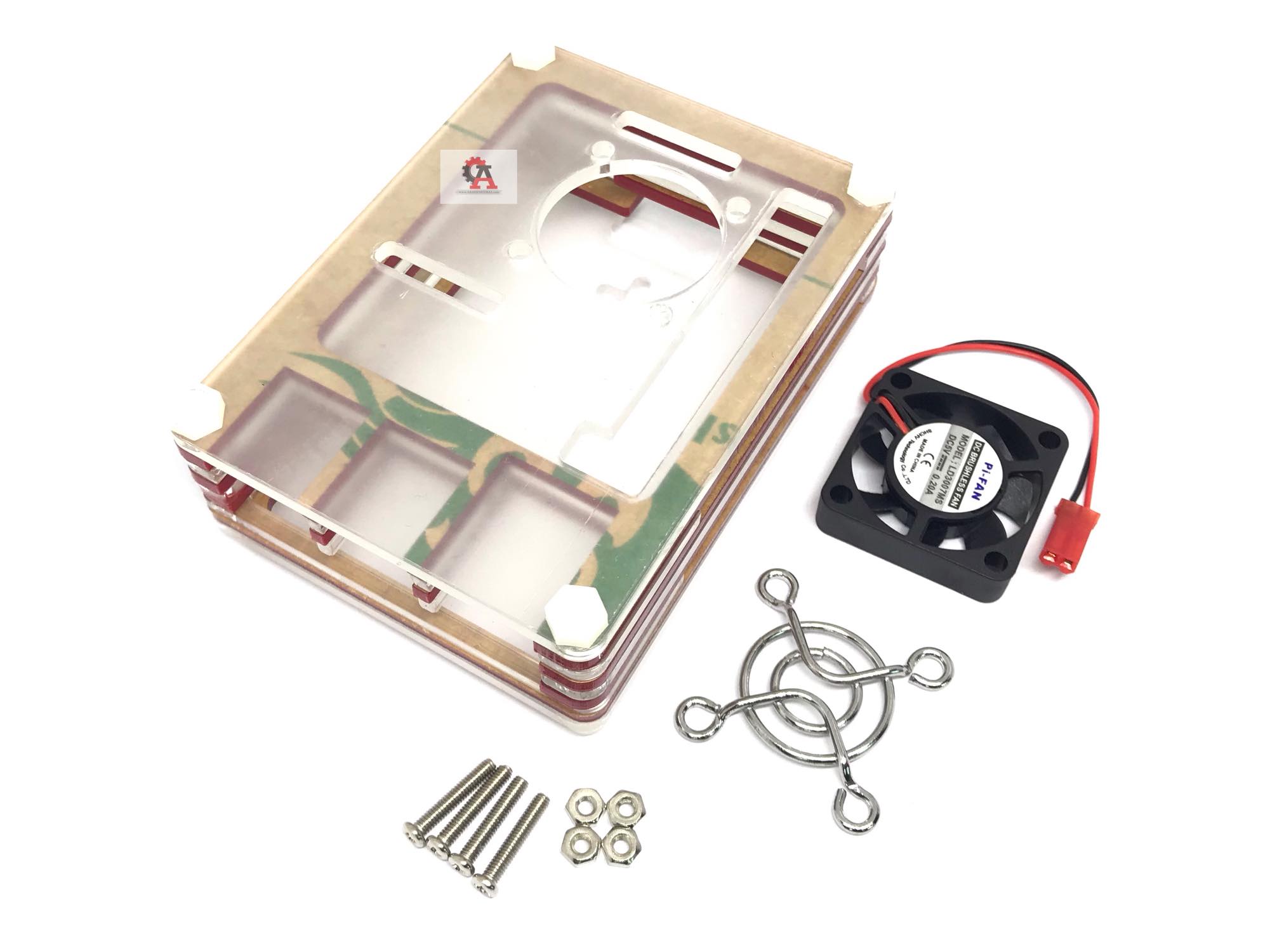 Raspberry pi 4 case + fan สีแดง