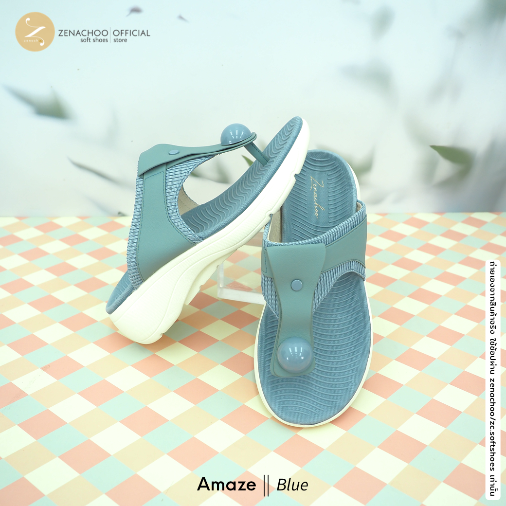 ทรงปกติ เปลี่ยนไซส์ได้-ไม่รับคืน Zenachoo รองเท้าสุขภาพ นิ่มมากแม่!! รุ่น Amaze สูง 1.5 นิ้ว รองเท้าหนีบ การันตีความนุ่มสบาย