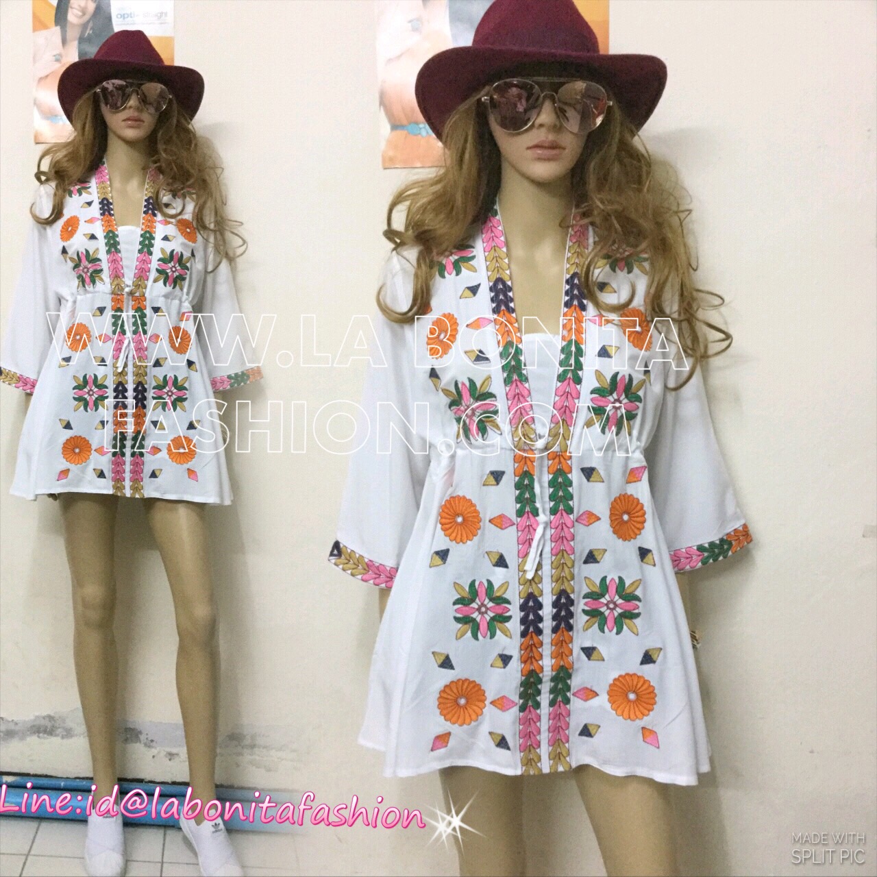 พร้อมส่ง เดรสโบฮีเมียนคอวี ปักลายดอกไม้สีสันสดใส มีเชือกไว้รูดปรับช่วงเอวให้เข้ารูป