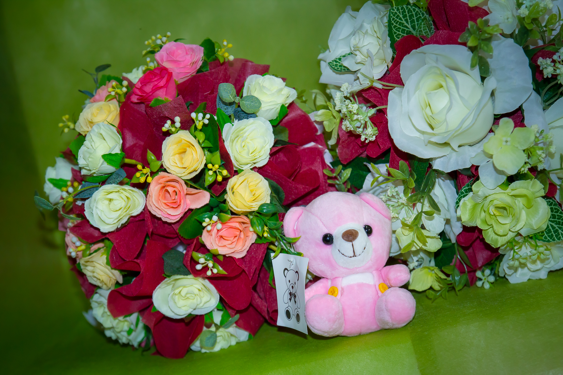 ช่อดอกไม้แห้ง ดอกกุหลาบคละสี