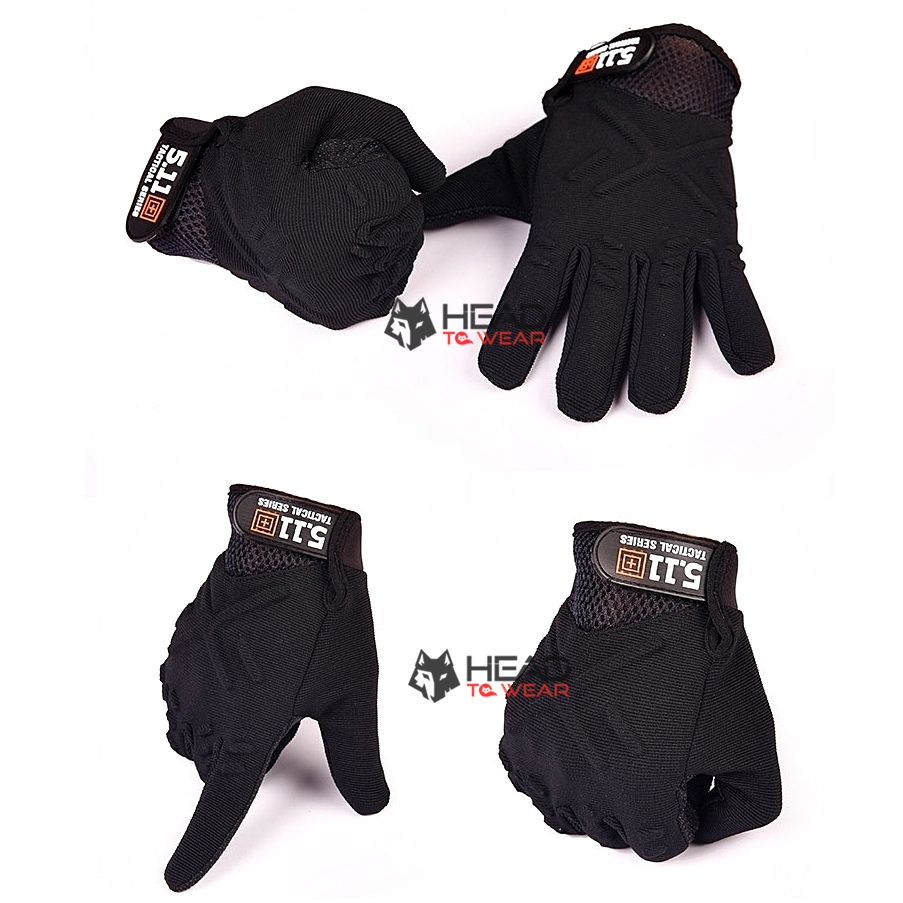 ถุงมือเต็มนิ้ว ลายตัวเอ็กซ์ 5.11 : สีดำ Black รหัส GT007