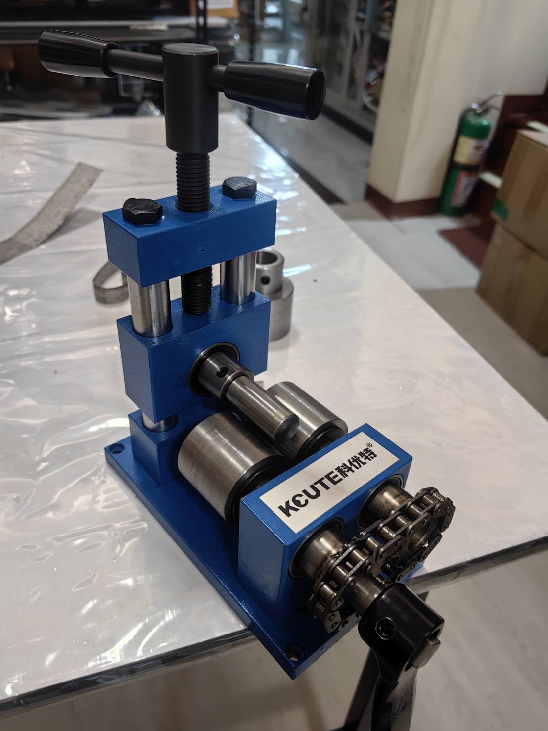 ES24 เครื่องม้วนโลหะอ่อน ทำแหวน/กำไล ลูกกลิ้งหน้า 45 มิล