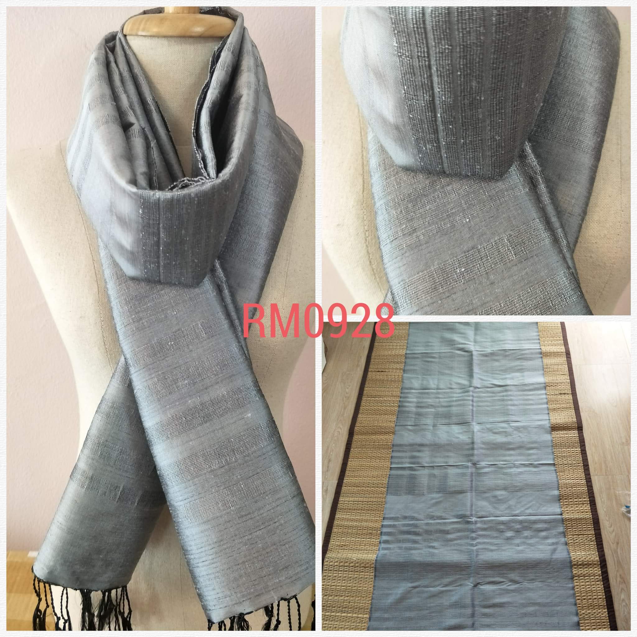 ผ้าคลุมไหล่ ไหมแท้ทอมือ ลายสี่เส้น/สายฝน Thai Silk Hand-woven Shawls