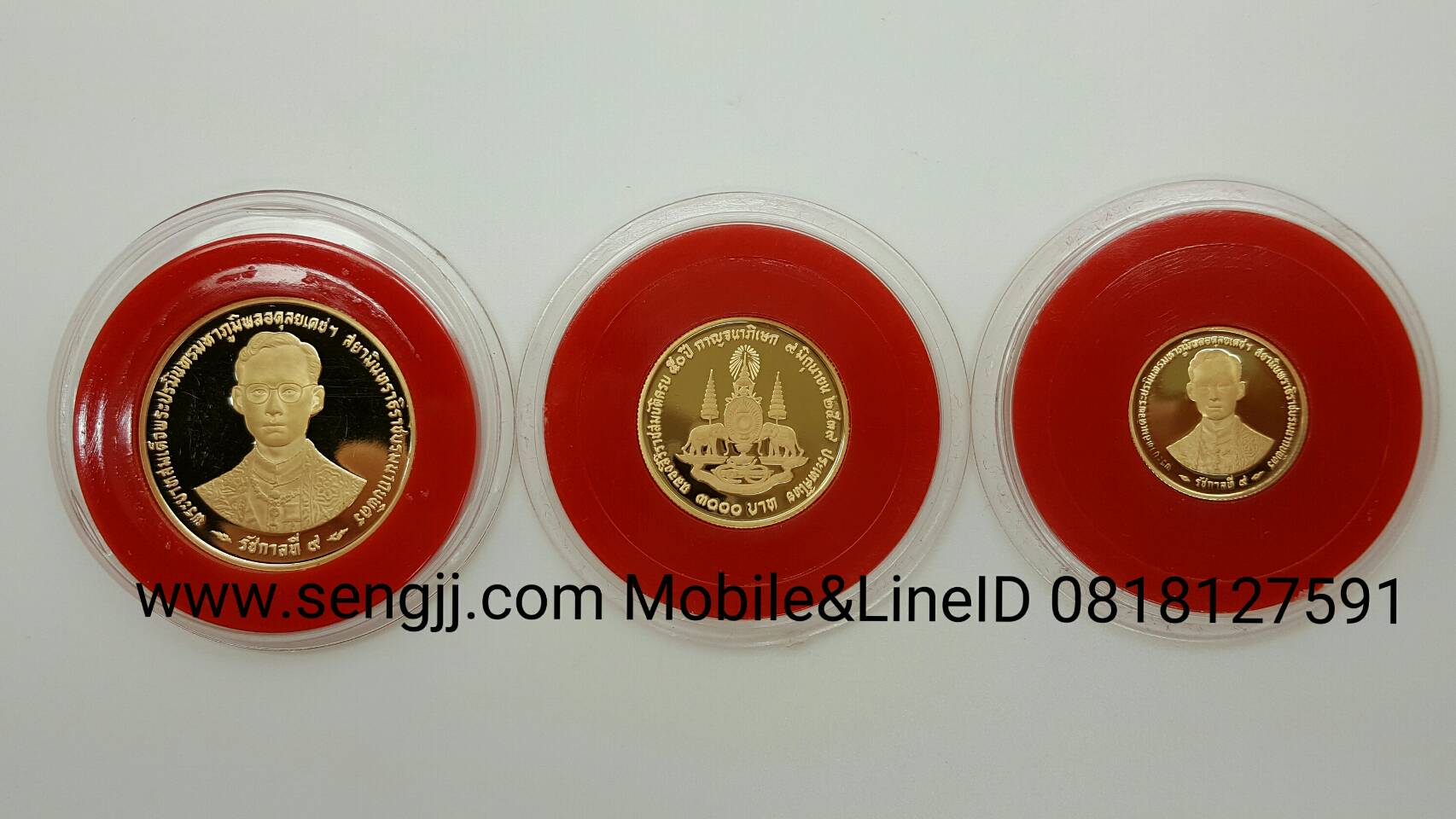เหรียญกษาปณ์ทองคำขัดเงาที่ระลึก ครองราชย์ 50 ปี พ.ศ.2539 ครบชุด
