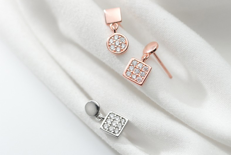 ต่างหูสำหรับผิวแพ้ง่าย เงินแท้ 92.5% _ES811 (Squci)