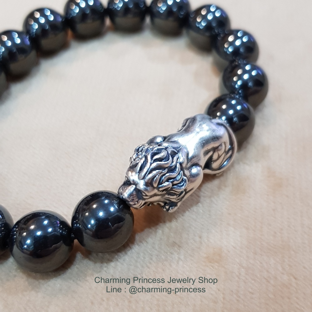 Hematite เฮมาไทต์ Hematite 10 มม ประดับตัวคั่นสิงโต มีลักษณะของความเป็นเจ้าเป็นผู้นำที่มีพลังอำนาจ ช่วยเรียกโชคลาภ