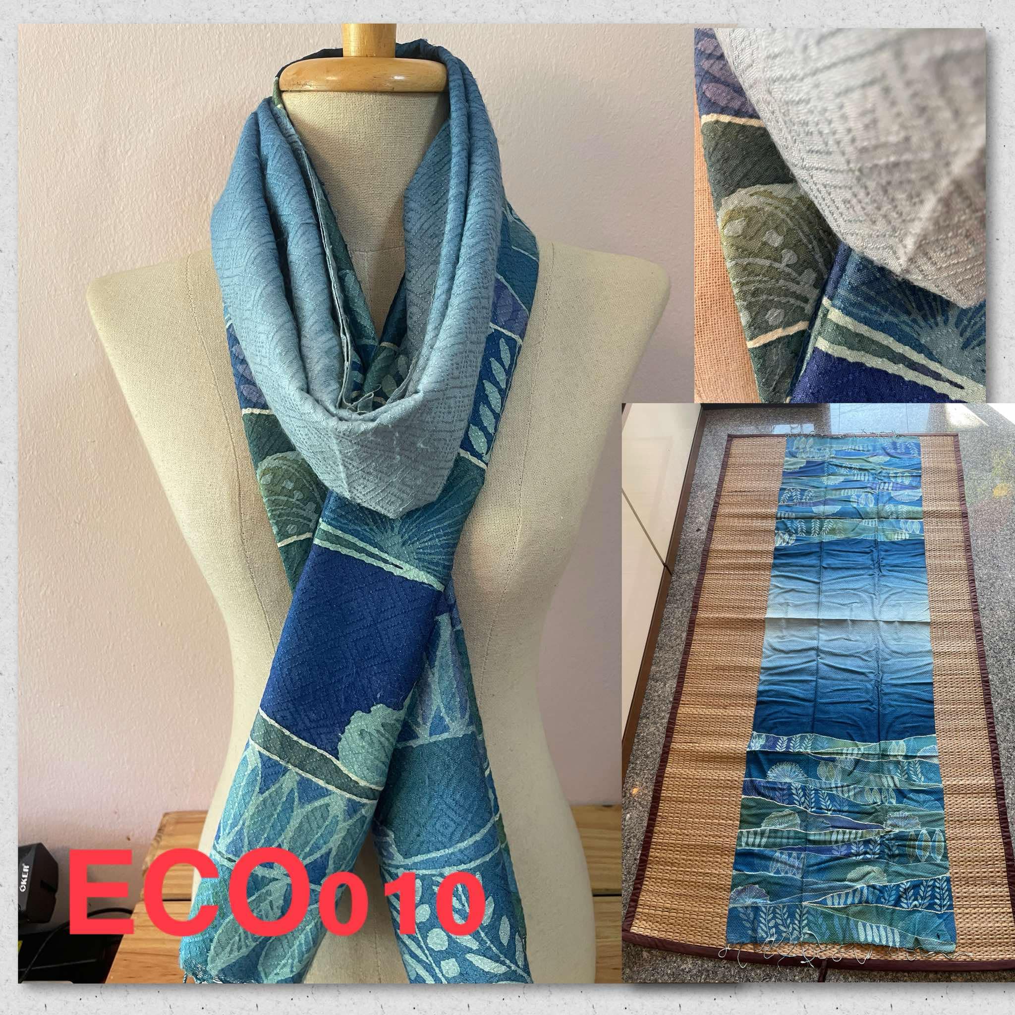 ผ้าพันคอไหมแท้ พิมพ์ลายใบไม้ ออร์แกนิก Eco Print