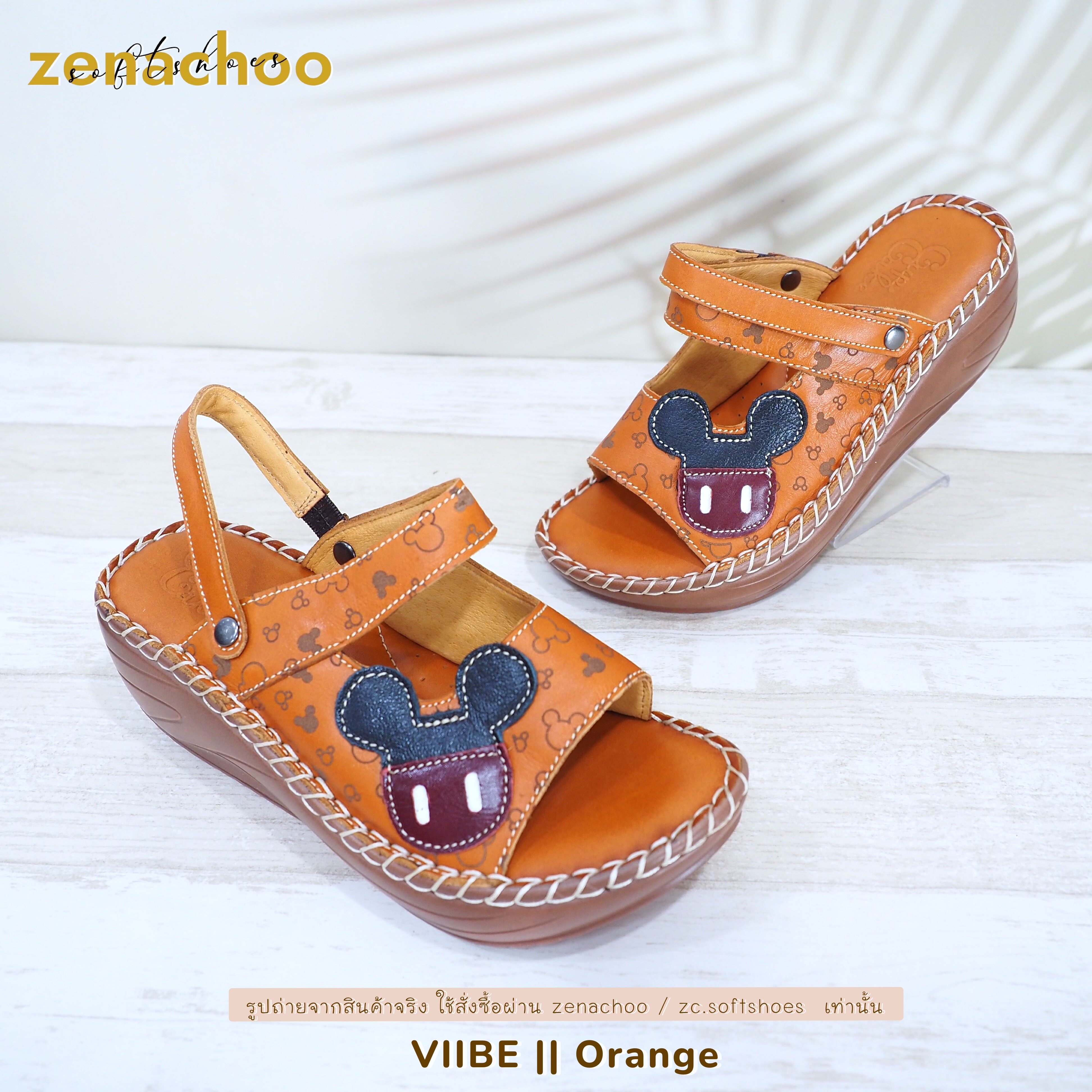 ทรงปกติ เปลี่ยนไซส์ได้ ไม่รับคืน Zenachoo รุ่น Viibe สูง 2 นิ้ว รองเท้าสุขภาพ ปรับสายได้ หนังแท้ 100% นิ่มสบาย ไม่ปวดขา