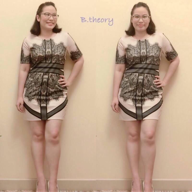 เดรสผ้ายืดเนื้อดี ผ้าสีนู๊ดลายลูกไม้สีดำ สุดคลาสสิค ใส่แล้วเก็บทรงสวย #musthave