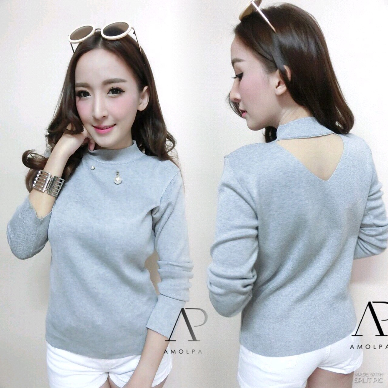 พร้อมส่ง !!! รอบ2 ขายดีมากๆ เสื้อไหมพรมแขนยาวทอละเอียด แถมอะไหล่มุขเป็นเข็มกลัดฟรี !!!! งานดี ของมีจำนวนจำกัด รีบสั่งเลยจ้า