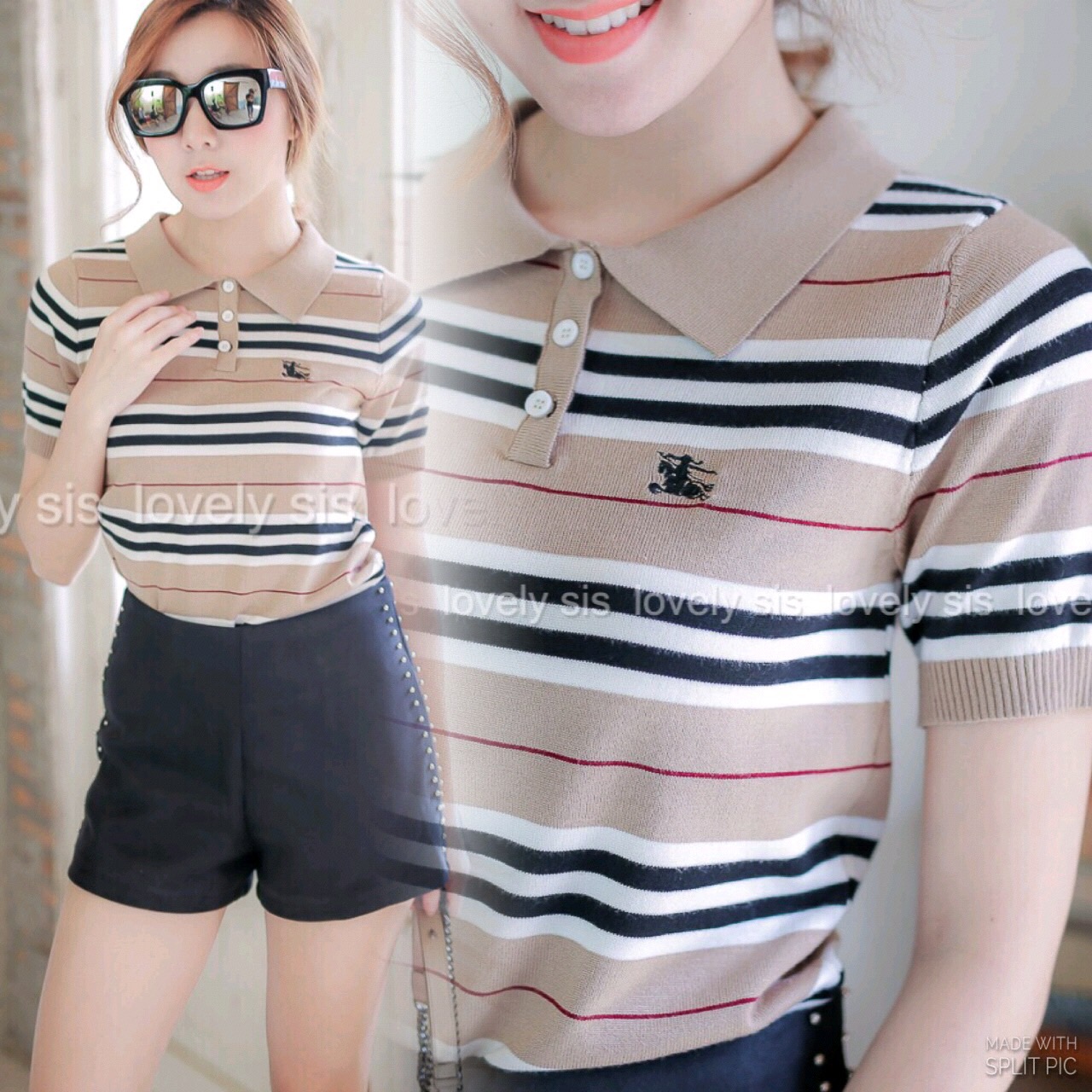 เสื้อยืดแขนสั้นทรงโปโล ลายแบรนด์ดัง Burberly สีสวย ผ้าไหมพรมเนื้อบางยืดหยุ่นอย่างดี งานดีมาก ใส่ได้ตลอด แนะนำค่า