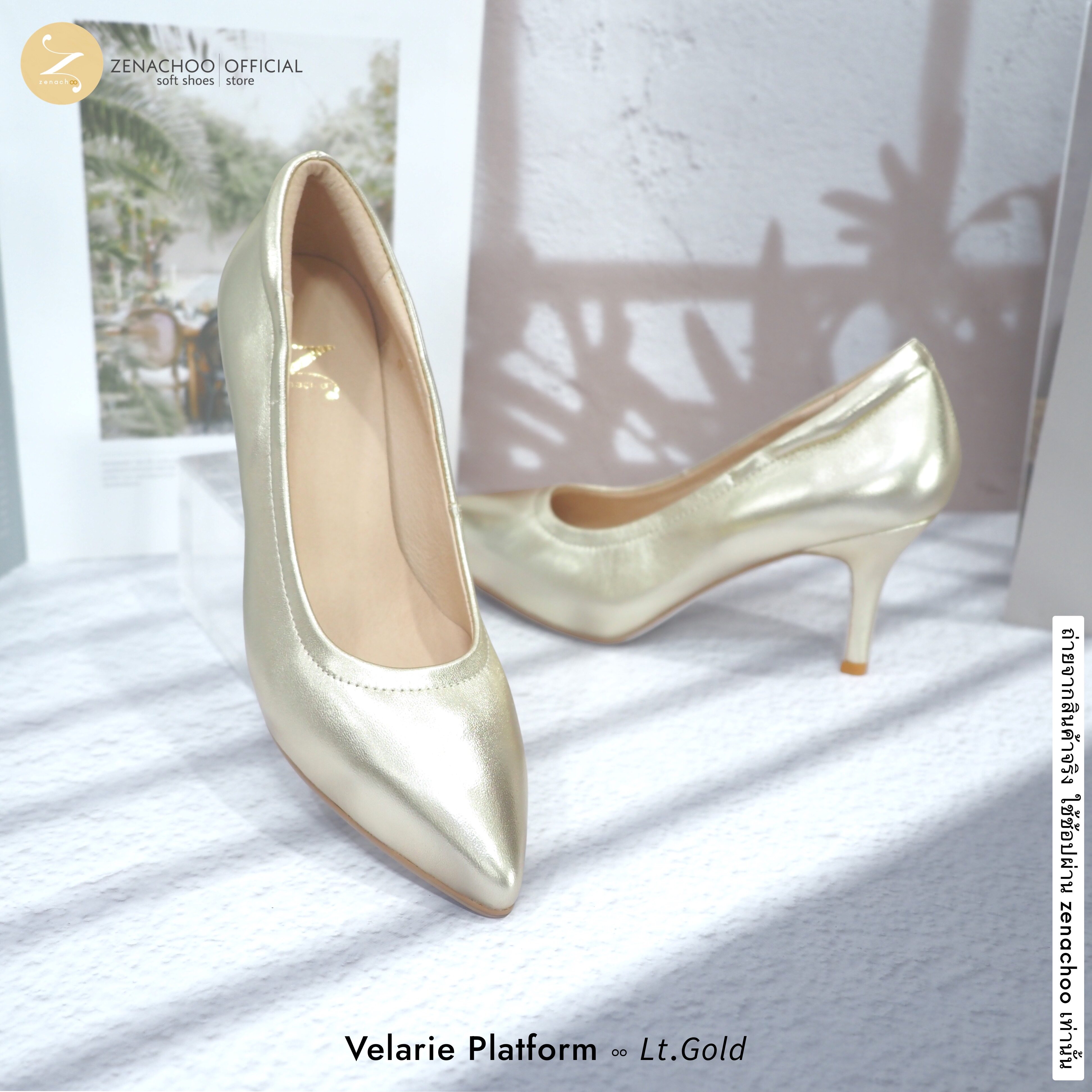 ทรงปกติ เปลี่ยนไซส์ได้-ไม่รับคืน Zenachoo รุ่น Velarie Platform สูง 3.5นิ้ว เสริมด้านหน้า 2ซม. หนังแกะแท้ หน้ากว้างไม่บีบเท้า หนังนิ่มมาก