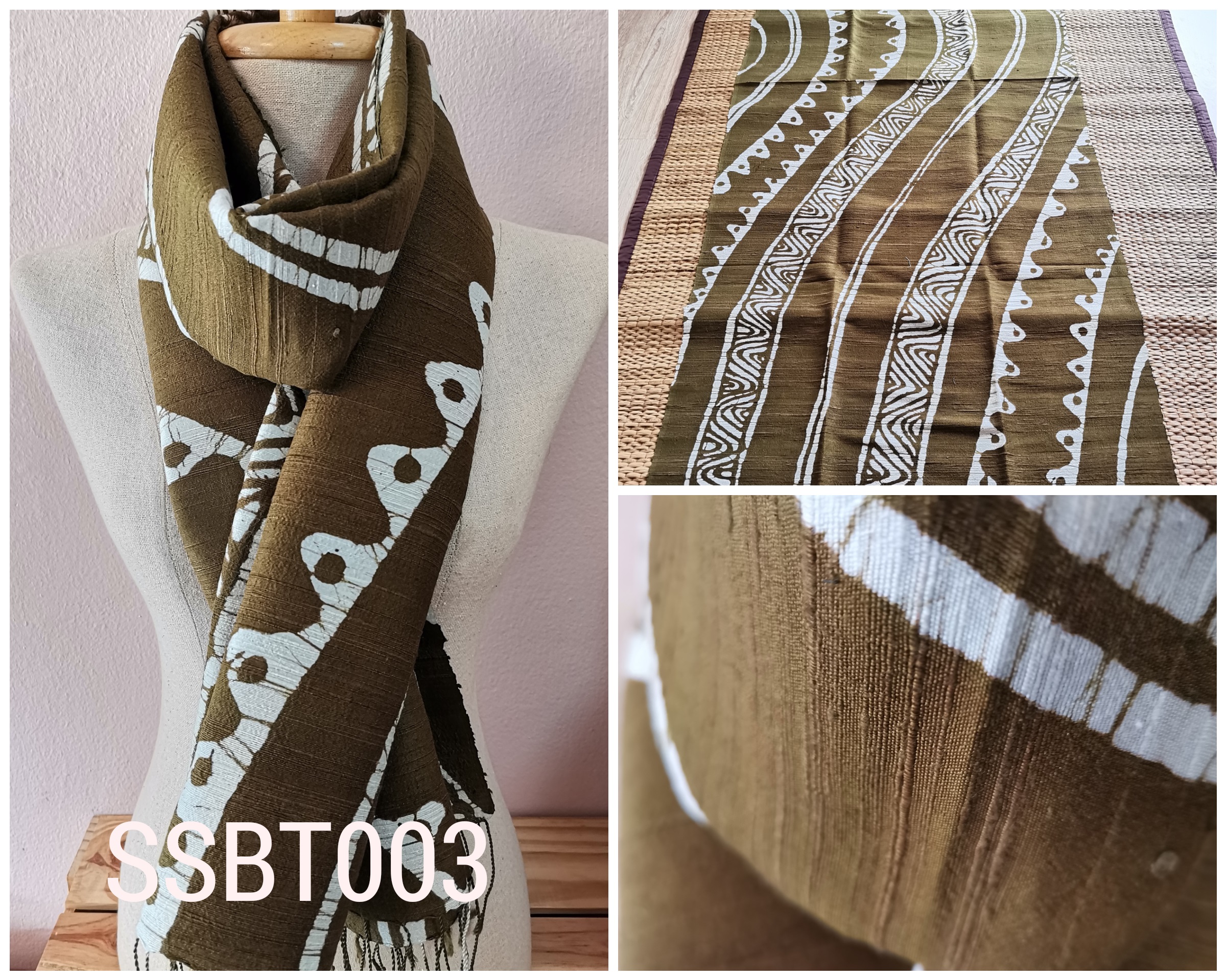 ผ้าพันคอ-คลุมไหล่ไหมแท้ทอมือ ลายบาติก Handmade