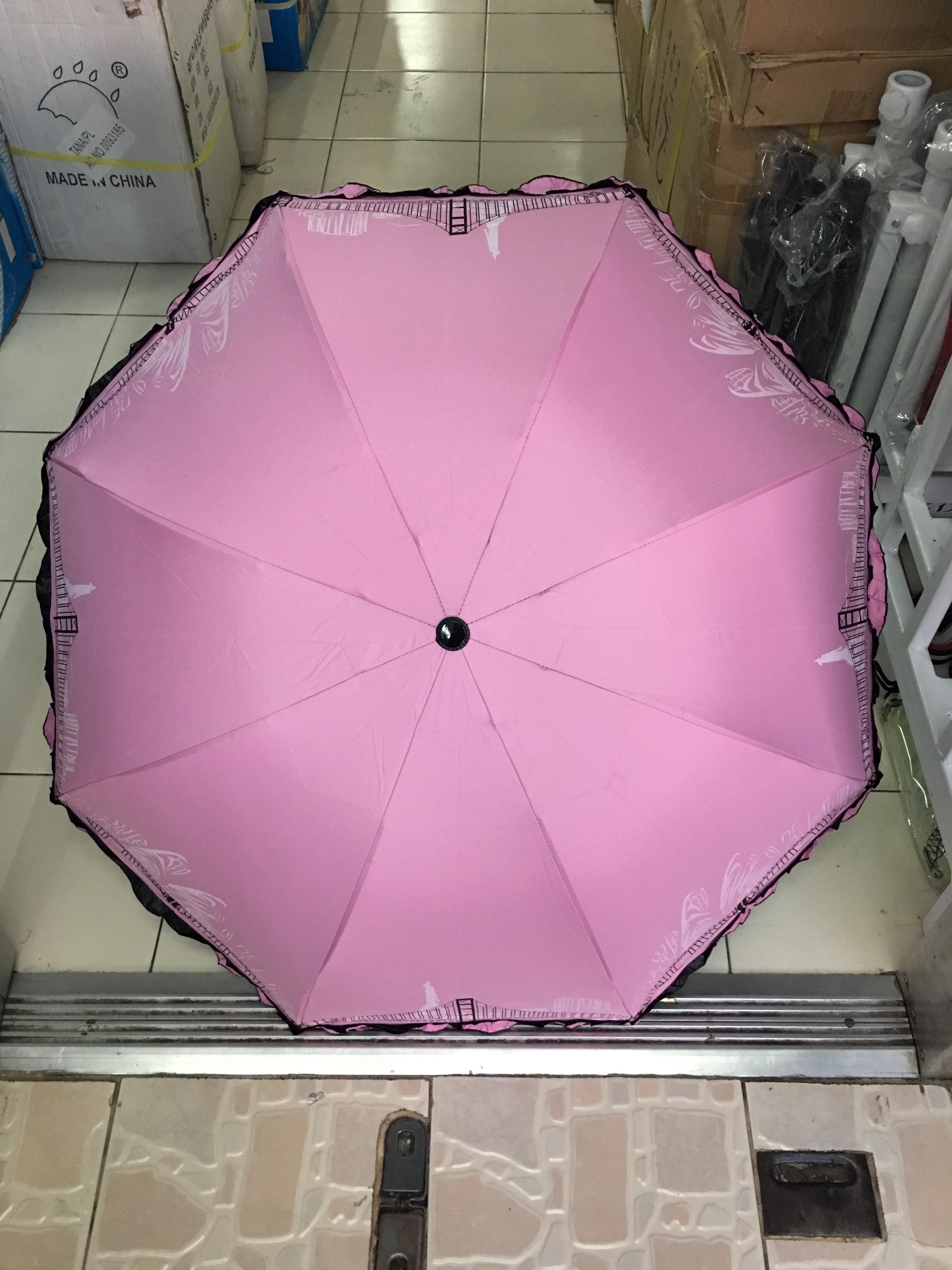 ร่มโค้งแฟชั่นรหัส657มีระบายยูวีสีดำ