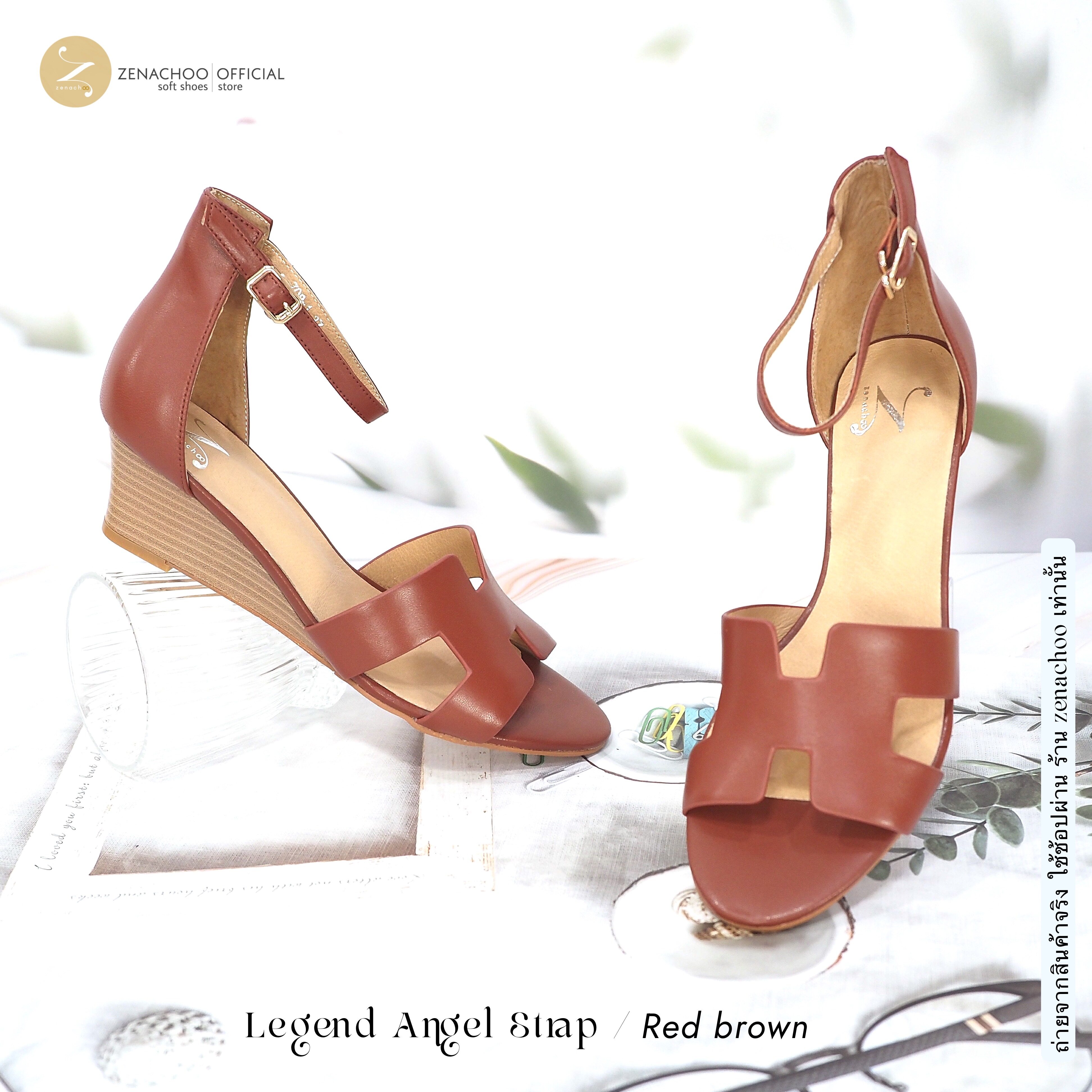 ทรงปกติ สินค้าลดราคา ไม่รับเปลี่ยน-คืน ทุกกรณึ รุ่นขายดี Legend Ankle Strap สูง 2 นิ้ว ส้นเตารีด รองเท้าหนังแกะแท้