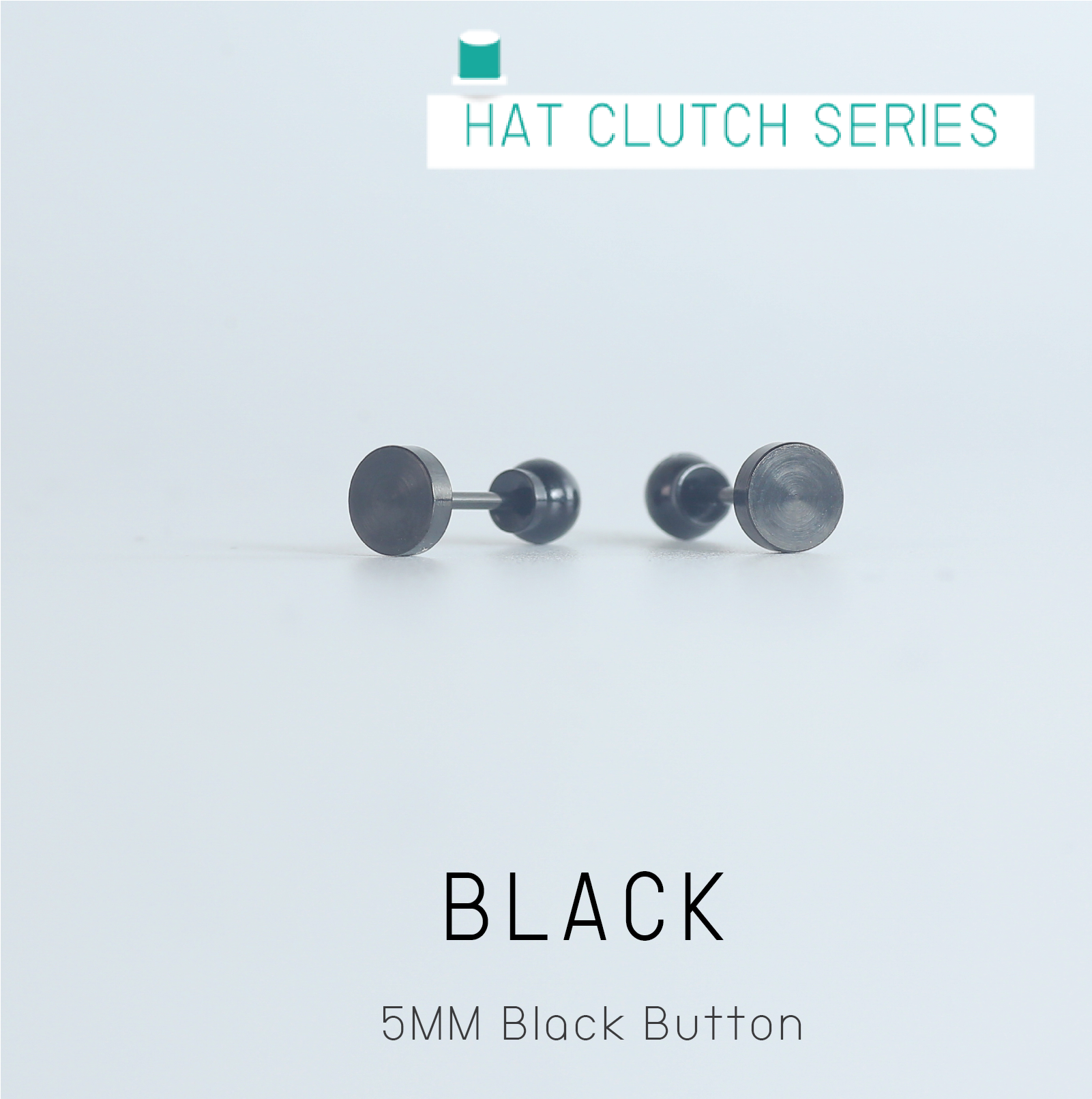 (ส่งฟรี!) ต่างหูสำหรับผิวแพ้ง่ายแป้นตัน สแตนเลสเกรดการแพทย์ Black Button 5mm ปลอดภัย100%