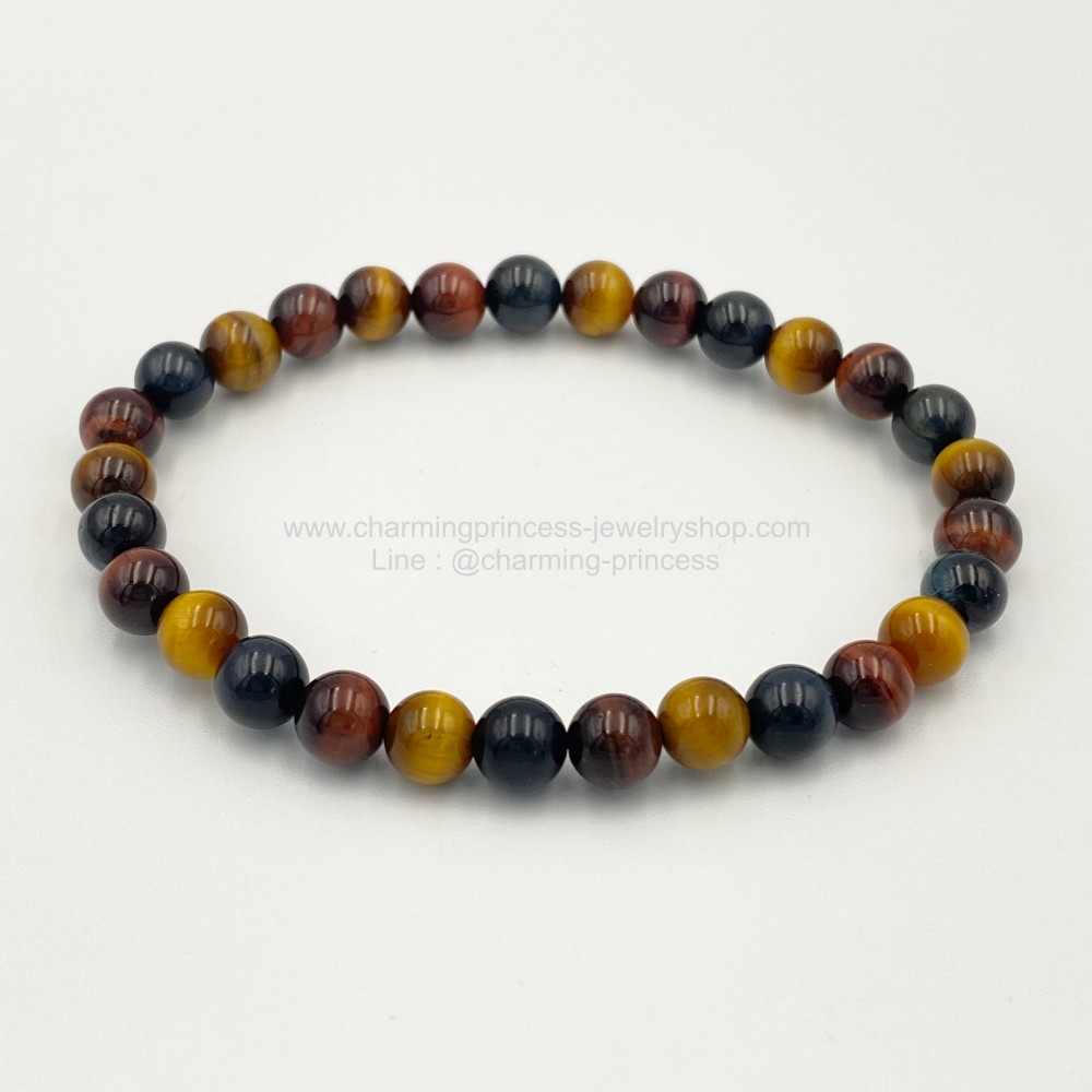 Tiger Eye 3 Colors หินสามทหารเสือ 6 มม แก้ปีชง พลิกฟื้นดวงชะตา แคล้วคลาดปลอดภัย