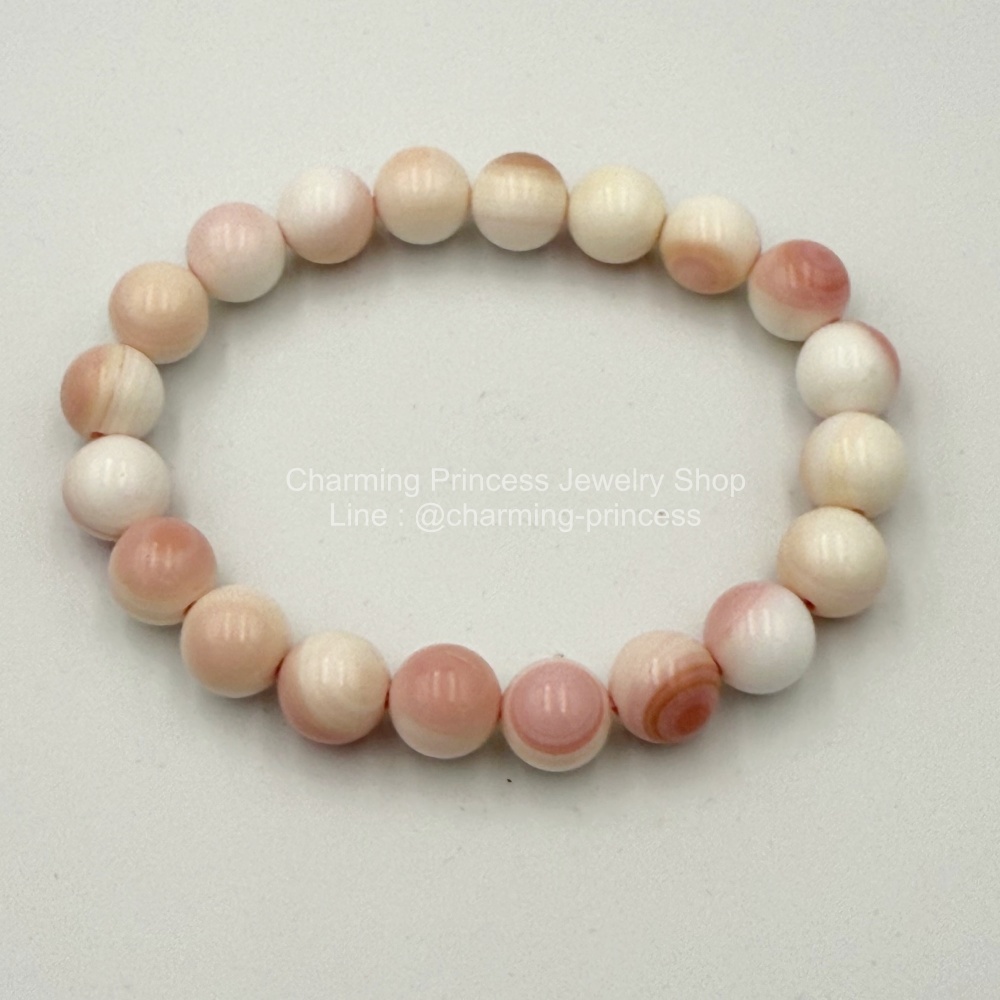 Pink Queen Conch Shell พิงค์เชลล์ เป็นหินแห่งโชคลาภและความสงบสุข เป็นพลังงานในด้านการดึงดูดคู่รักที่แท้จริงของเจ้าของ การได้พบความสุข 9.5-10 มม สำเนา