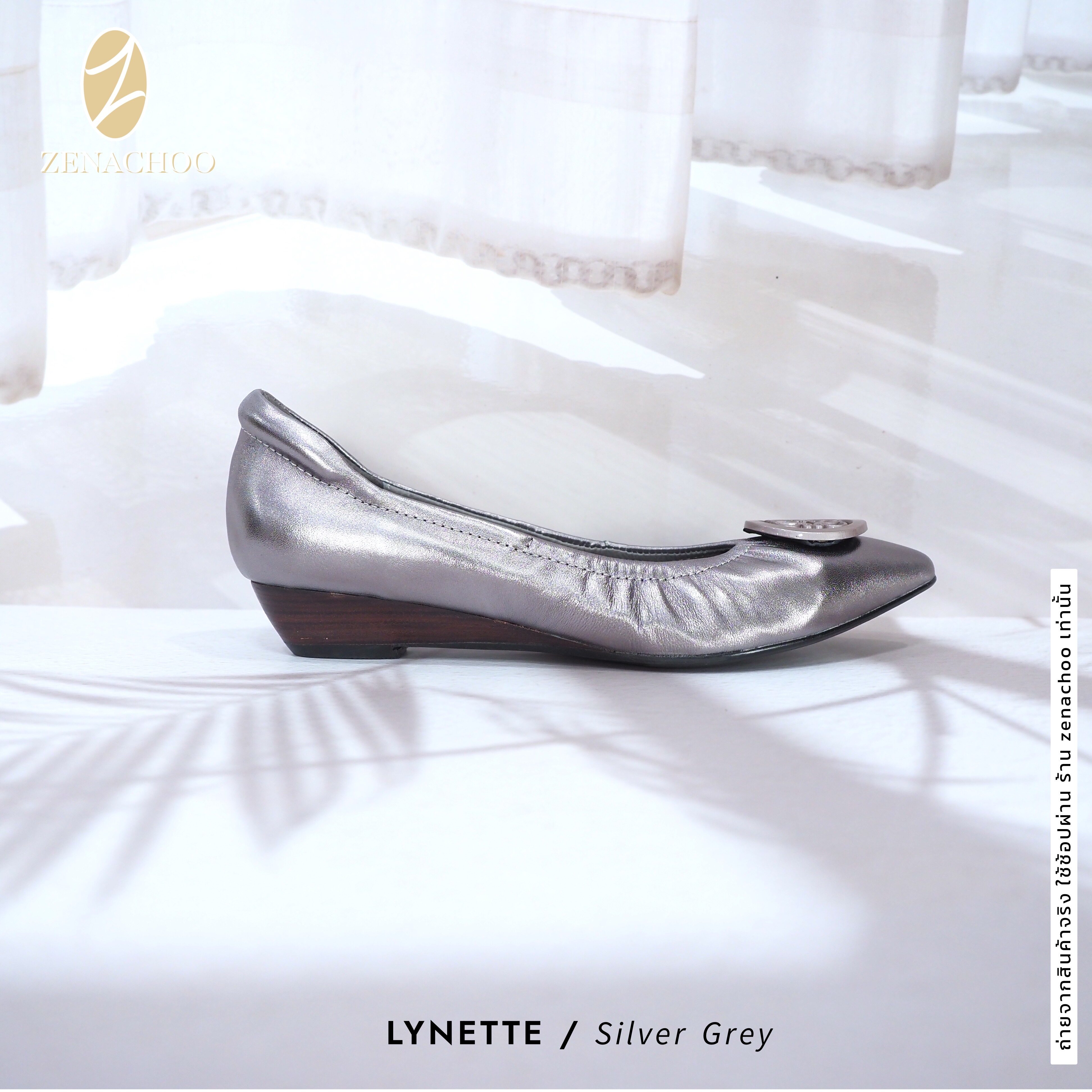 ทรงปกติ เปลี่ยนไซส์ได้-ไม่รับคืน Zenachoo รุ่นขายดี Lynette ส้นเตารีดสูง 1นิ้ว หัวแหลมใส่สบาย รองเท้าหนังแกะแท้