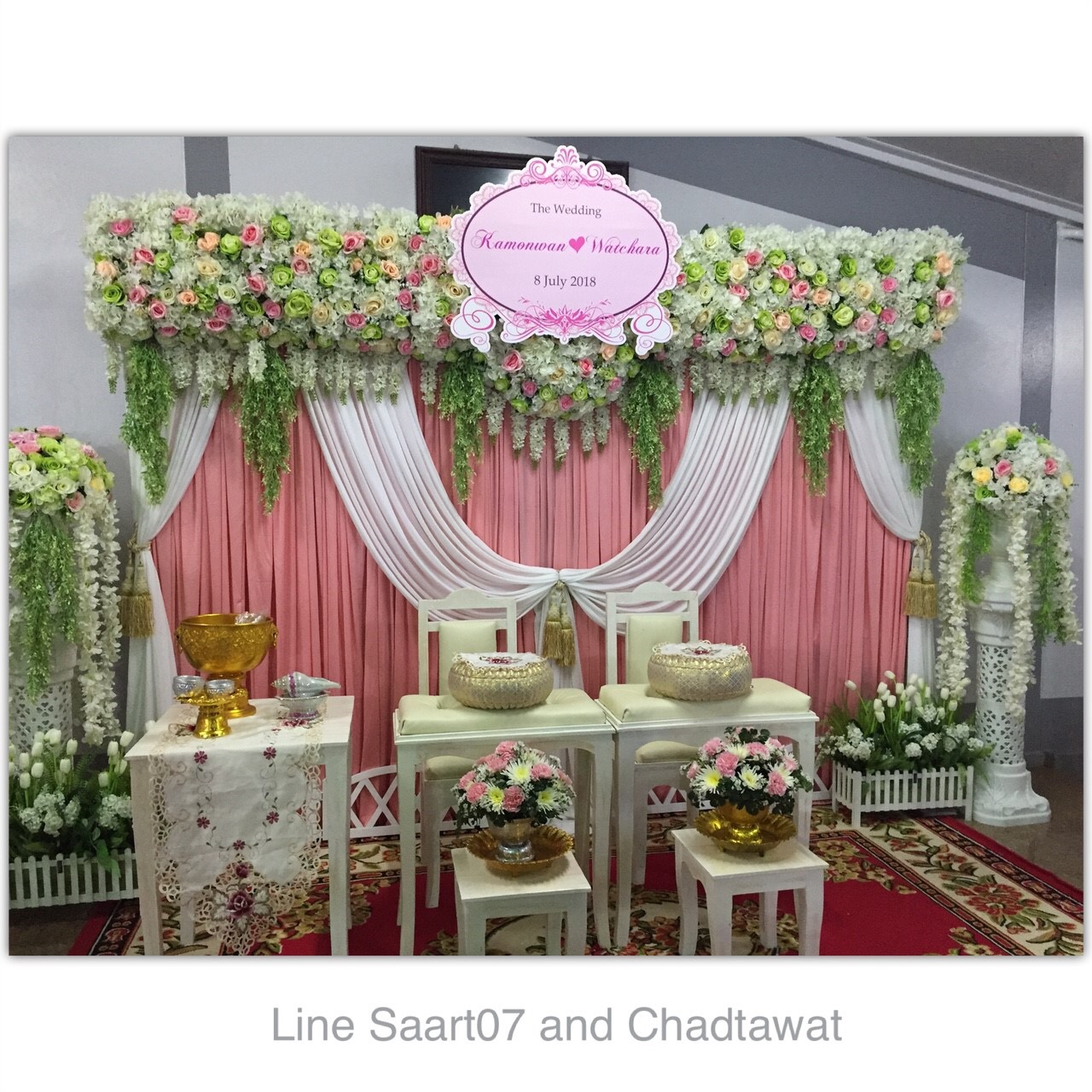 ฉากรดน้ำสังข์ 3 m x 2.5 m ธีมชมพู