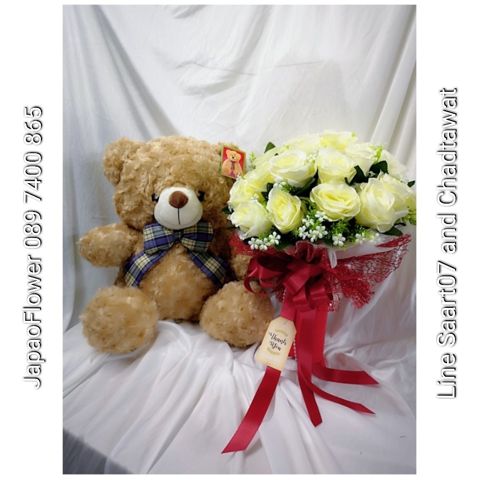 ช่อดอกกุหลาบแห้ง สีขาว