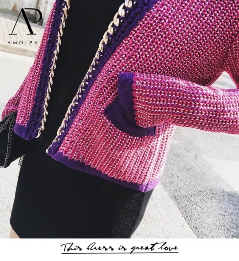 เสื้อคลุมไหมพรมสไตล์CHANEL ขอบโซ่อะไหล่สีทองอย่างดี งานสวยมากๆ ใส่แล้วเกิด สะดุดตาแน่นอนค่า ห้ามพลาดเลยน้า