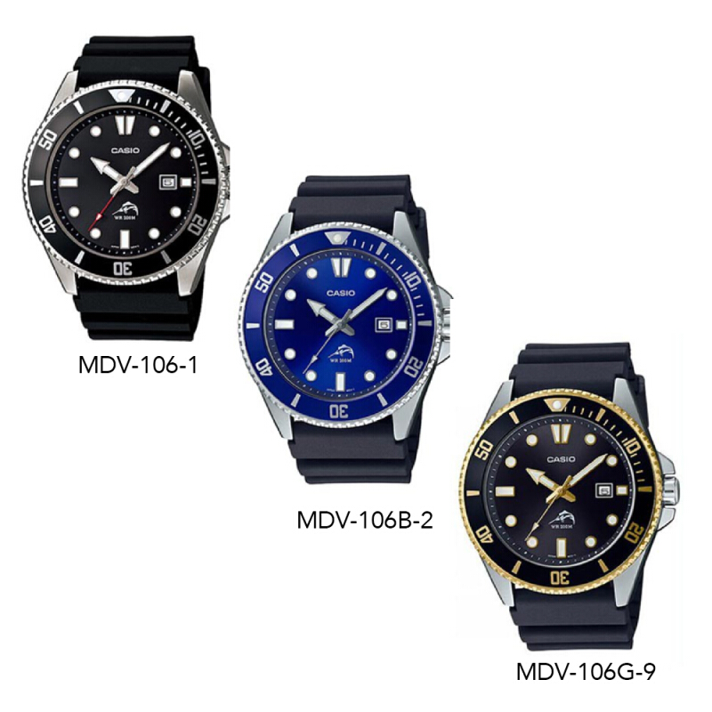 นาฬิกาข้อมือ Casio Standard Men MDV-106 สายเรซิ่น Duro 200 MDV-106-1 MDV-106B-2 MDV-106G-9