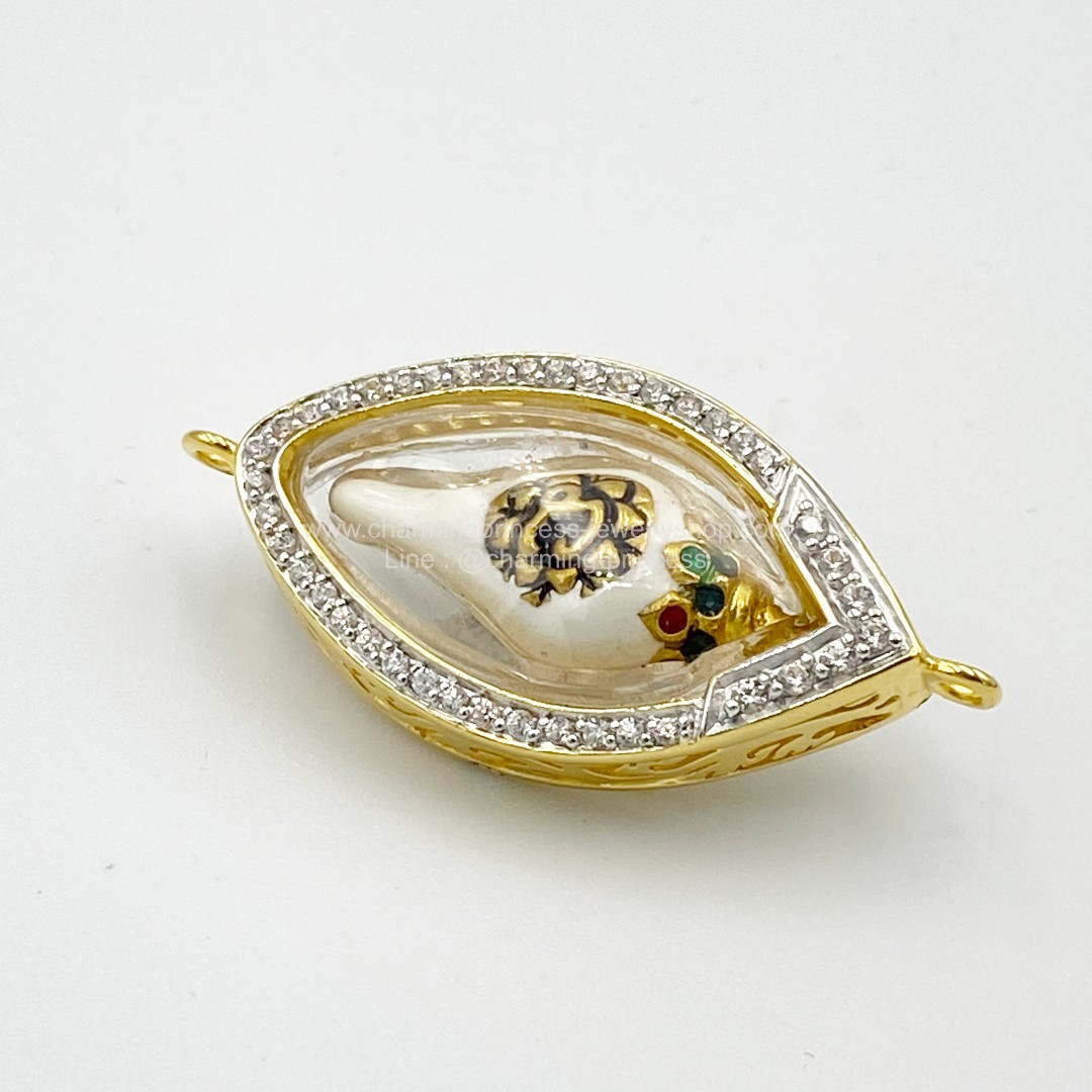 พระสังข์ สั่งรวย ครูบากฤษณะ อินทวัณโณ นำไปล้อมกรอบ อัดกันน้ำ ฝังพลอย White Zircon ไวท์เซอร์คอน *Pre-order*