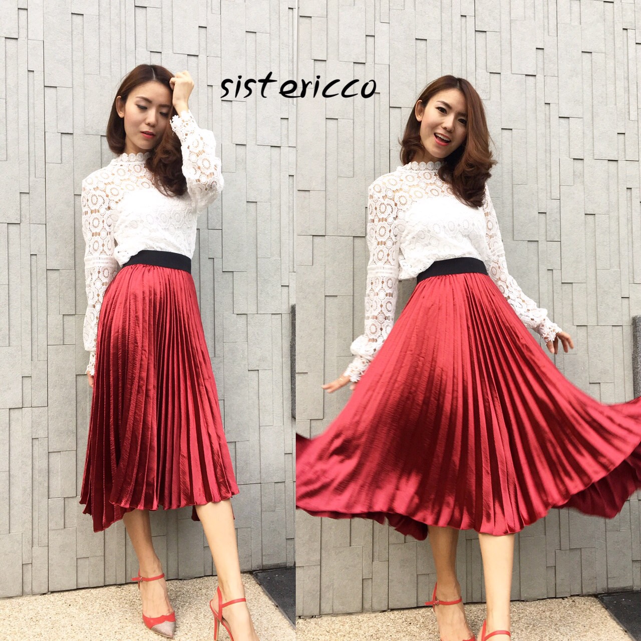 New! กระโปรงกำมะหยี่อัดพลีท KoreaStyle สวยปังอลัง ผ้าเนื้อดีเนื้อมันวิ้งสวย เอวขอบยางยืด สาวๆใส่ไปทำงานเดินเล่นสะบัดพริ้วได้เลยคะ^^