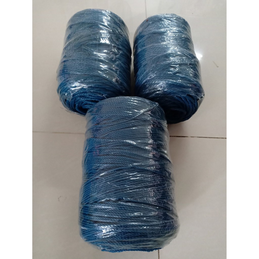 เชือก HDPE สีฟ้าอมเขียว ผสมสารกันแดด เชือกใช้ซ่อมตาข่ายสนาม
