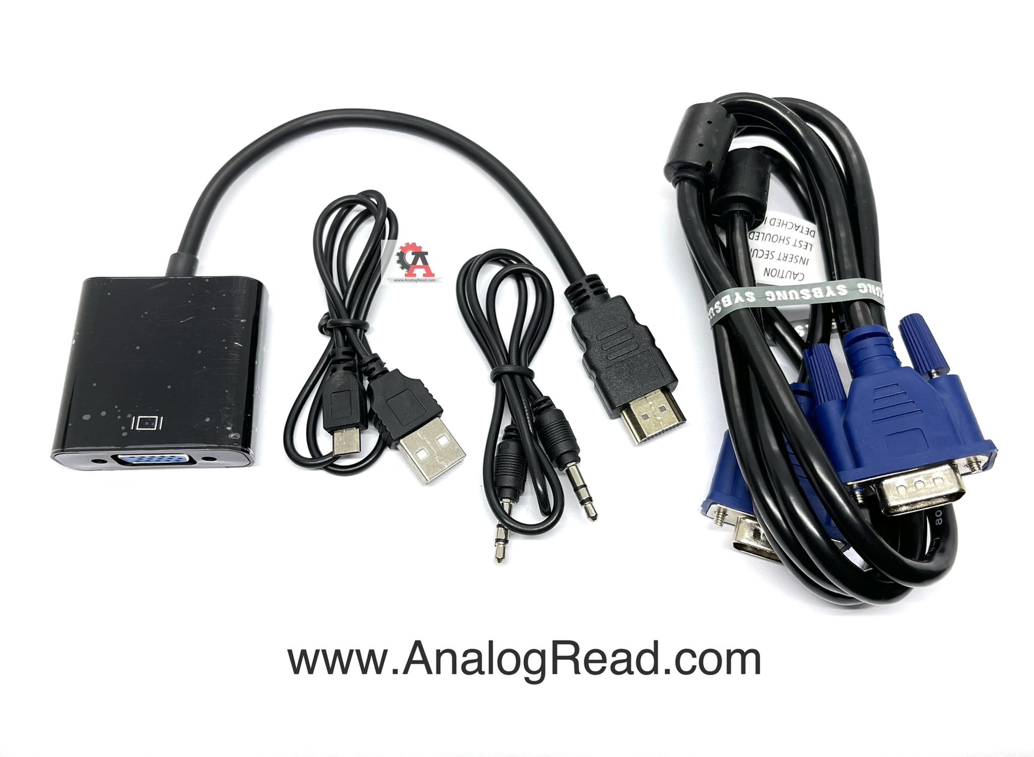 HDMI to VGA With Audio Output, Usb Power Supply and VGA cable (Black)