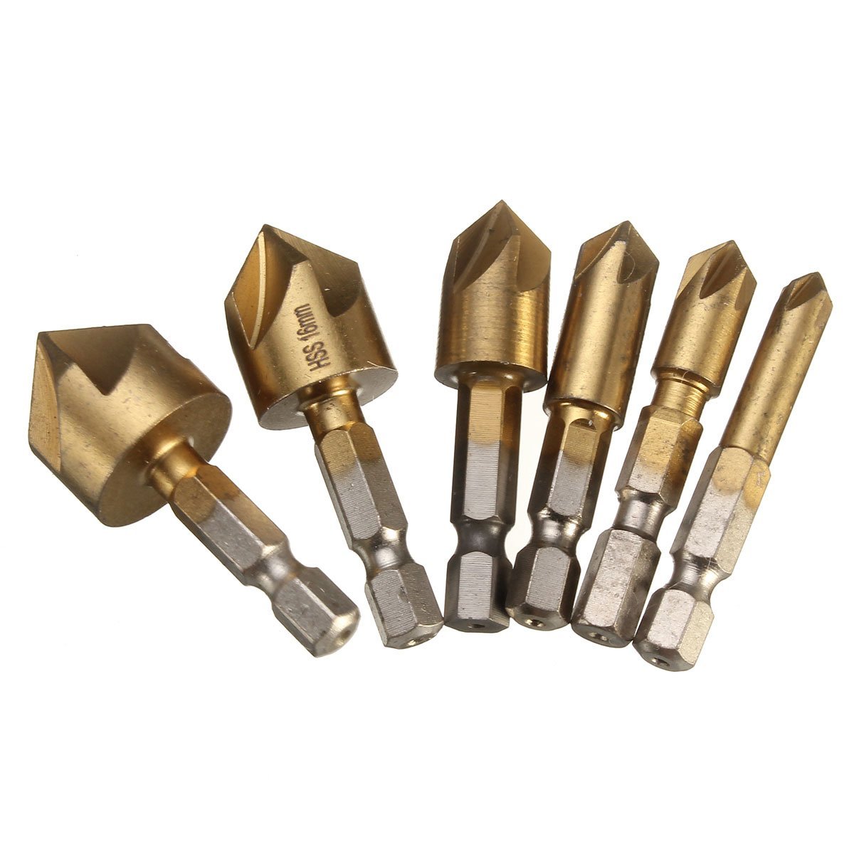 DC07 ชุดดอกชามเฟอร์ แกนหกเหลี่ยม งาน ไม้ อลูมิเนียม โลหะบาง 6-19 mm