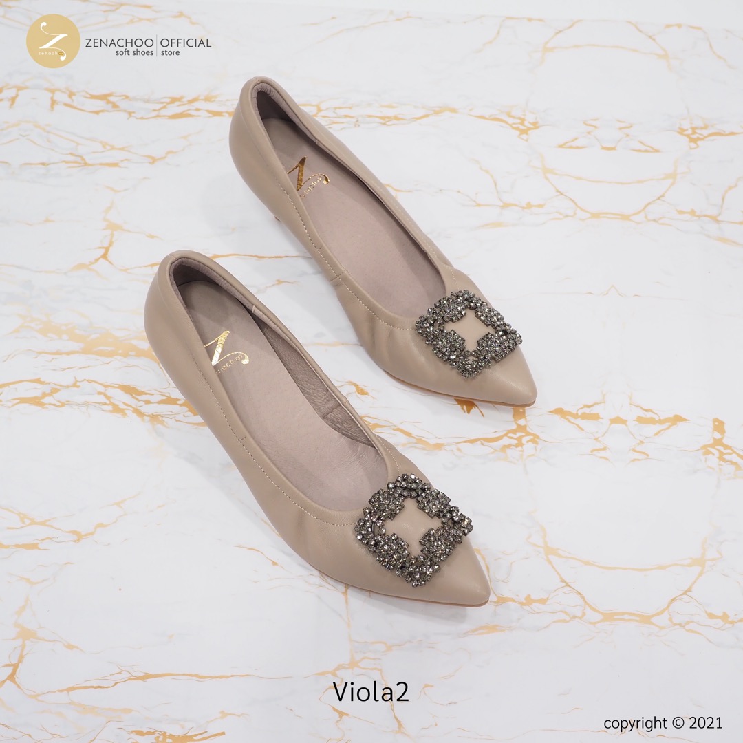 ทรงปกติ เปลี่ยนไซส์ได้-ไม่รับคืน รีสต๊อค Zenachoo Viola2 สีBeige สูง 2 นิ้ว รองเท้าแกะแท้ ทรงสวยไม่บีบเท้า ขายดีมาก