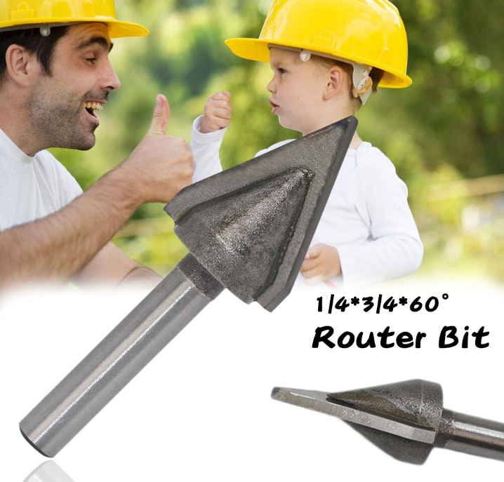 DR13 ดอกทริมเมอร์ V Cutter แกน 1/4 60 องศา ฟันคารไบร์แท้ สำหรับงาน แกะไม้